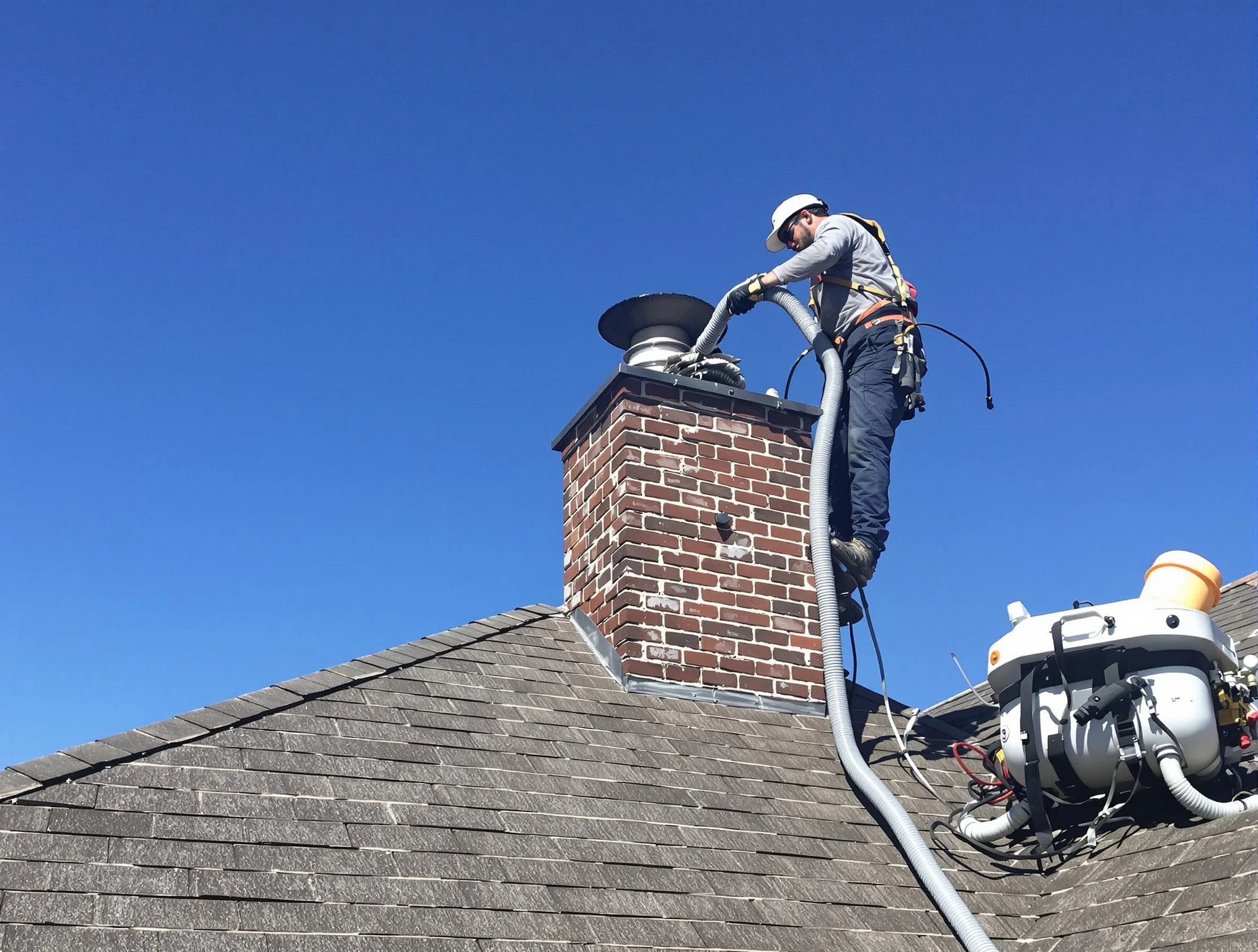 Dedicated Monessen Chimney Sweep team member cleaning a chimney in Monessen, PA