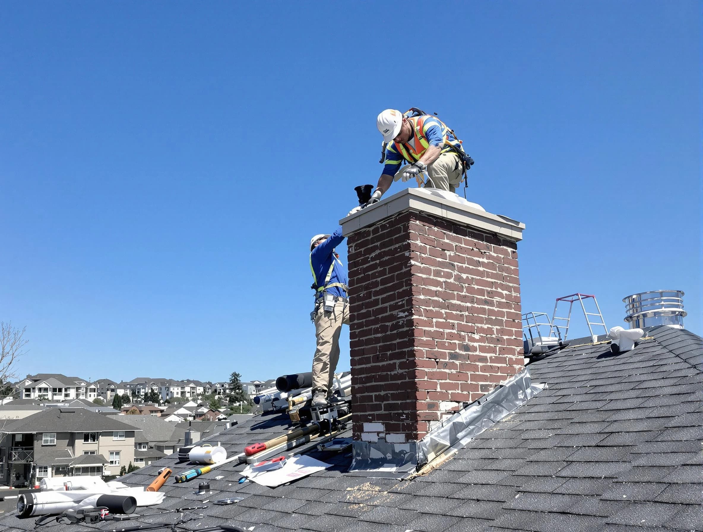 Monessen Chimney Sweep repairing a chimney crown in Monessen, PA