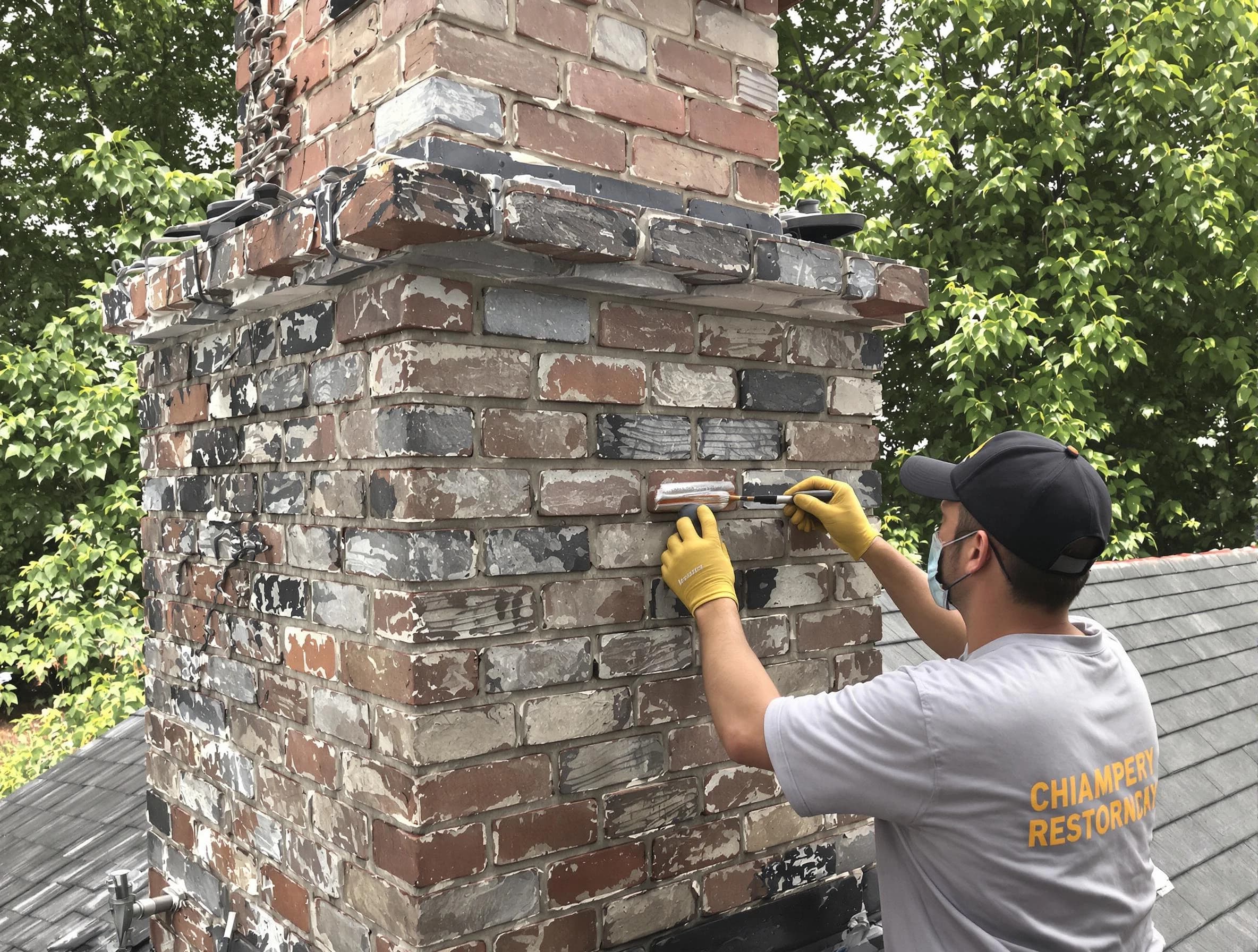 In-progress chimney restoration by Monessen Chimney Sweep in Monessen, PA