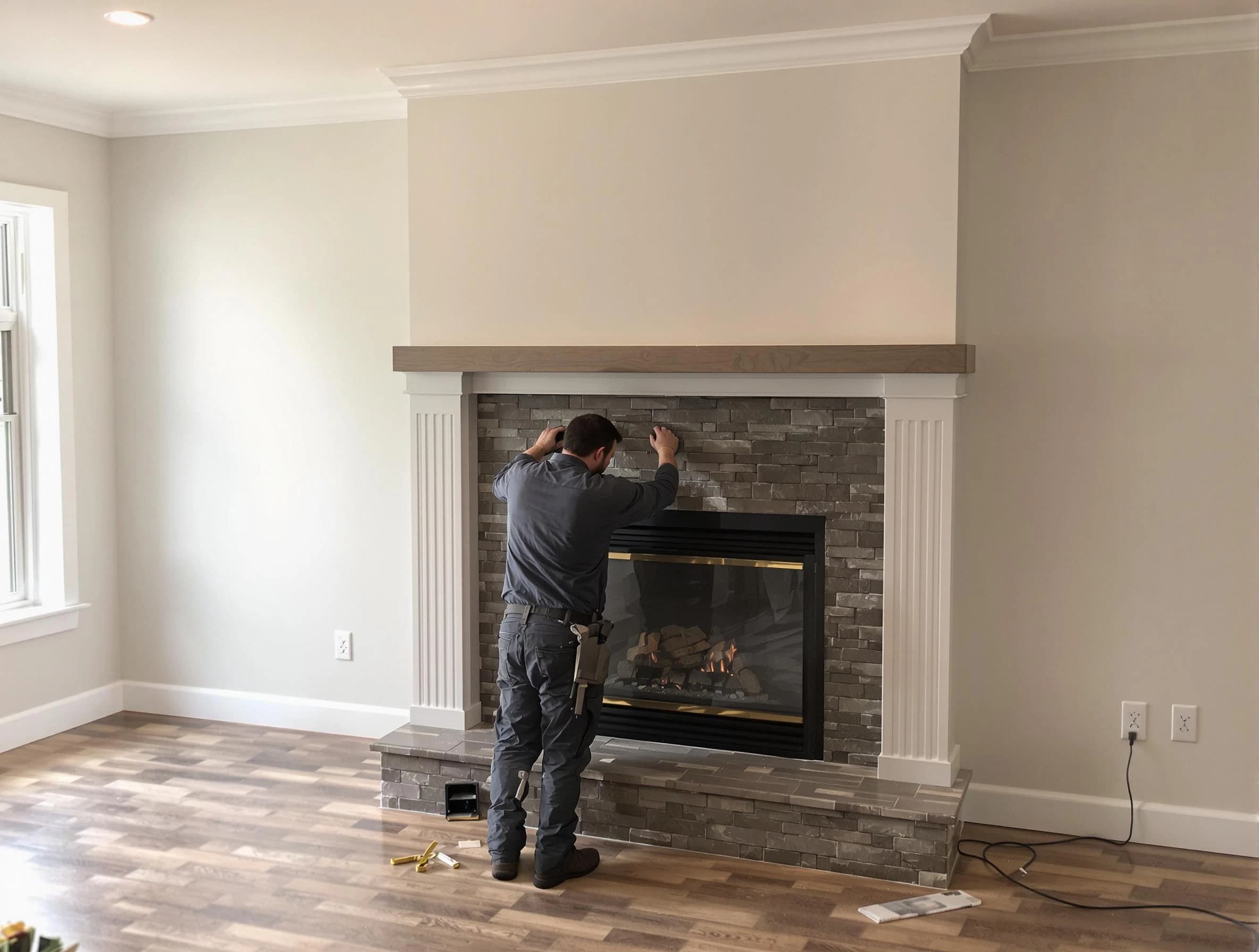 Monessen Chimney Sweep finishing a custom fireplace install in Monessen, PA