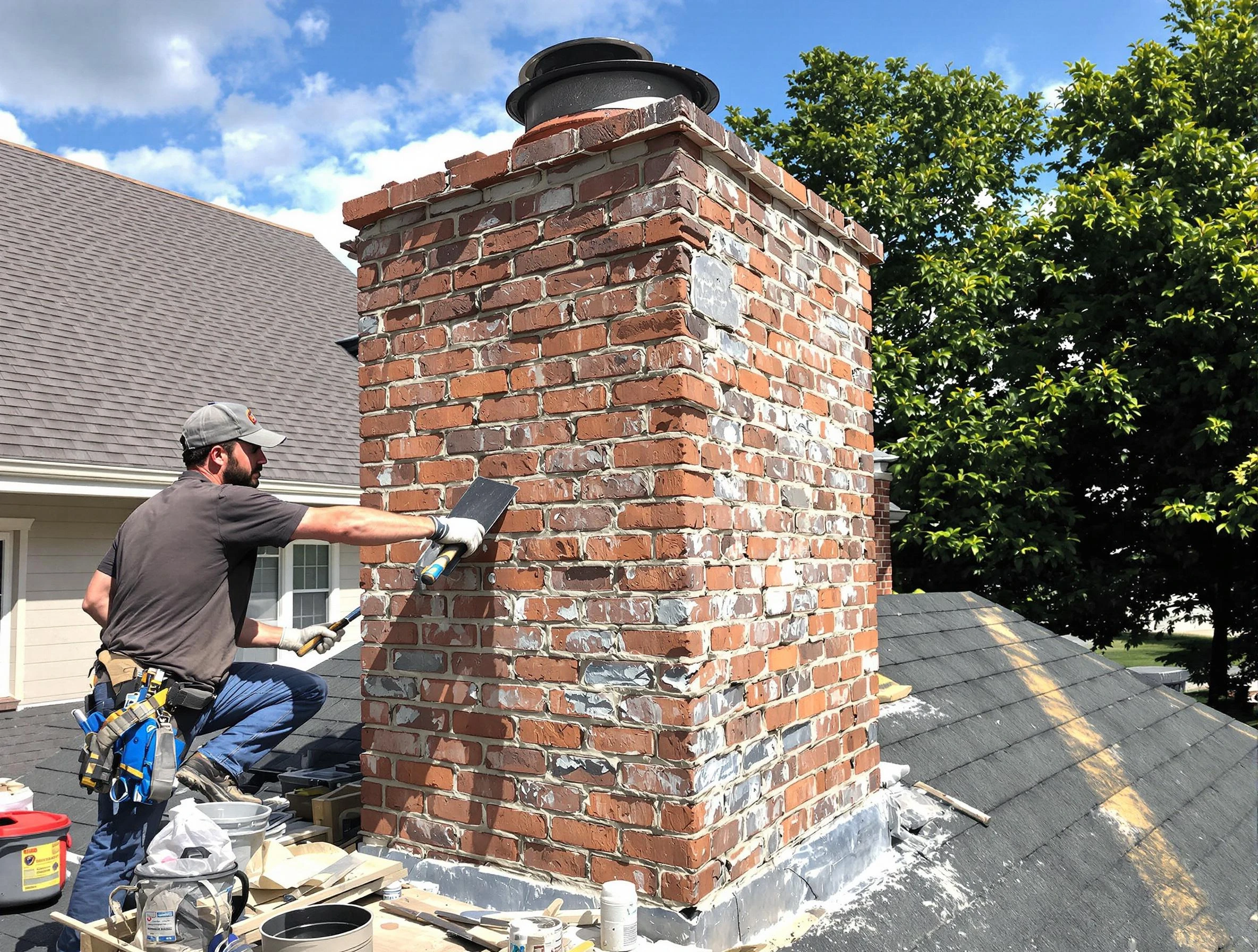 Completed chimney rebuild by Monessen Chimney Sweep in Monessen, PA